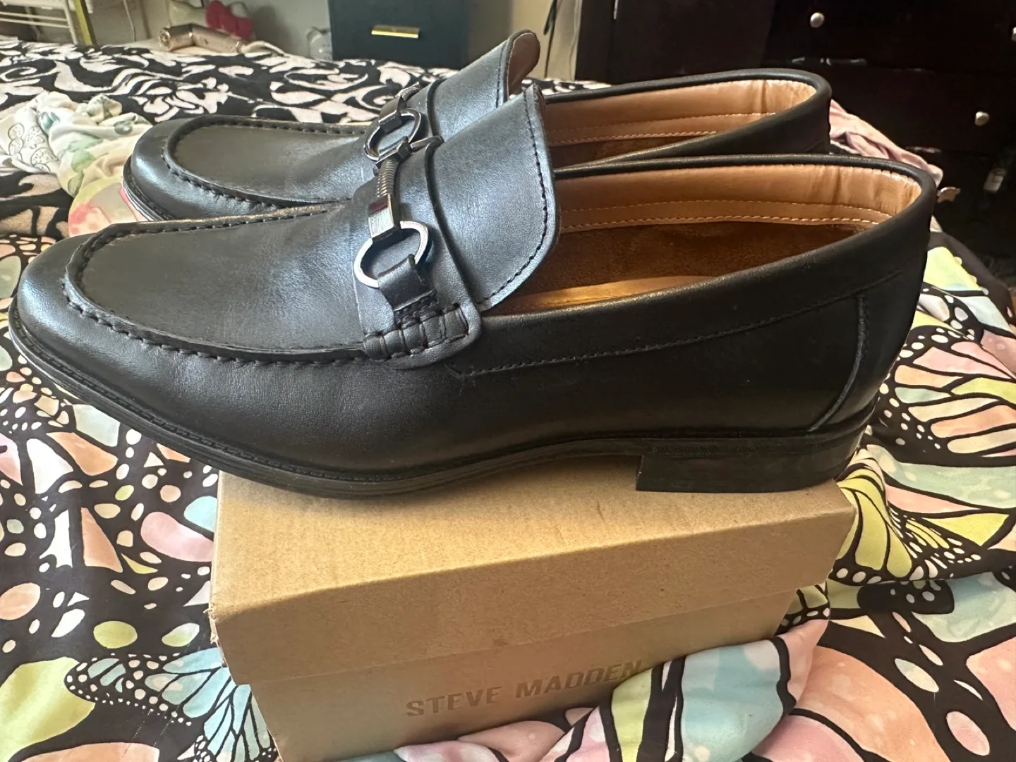 Steve Madden Men's Black Leather Loafers