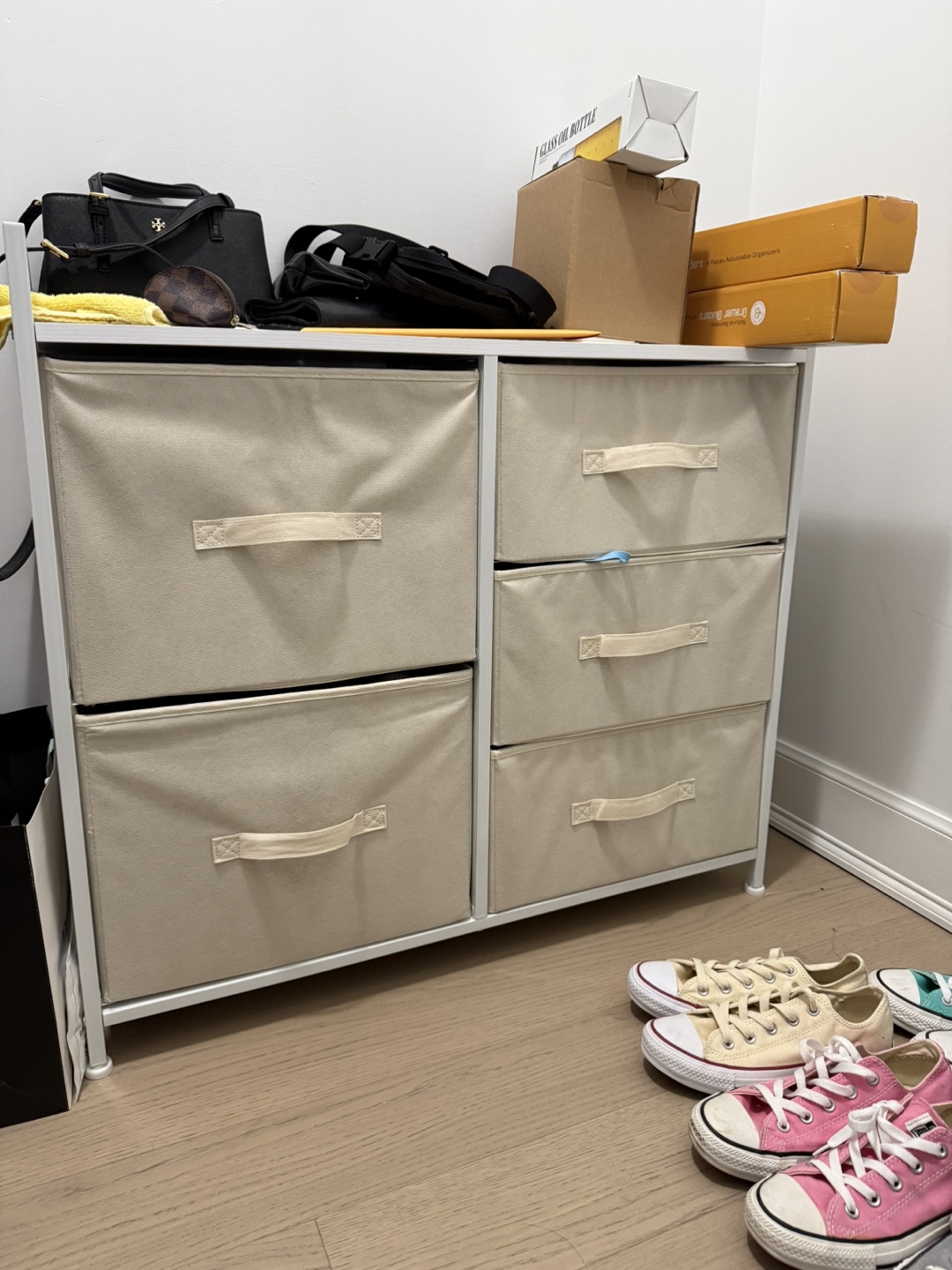 White Metal 4-Drawer Fabric Storage Organizer
