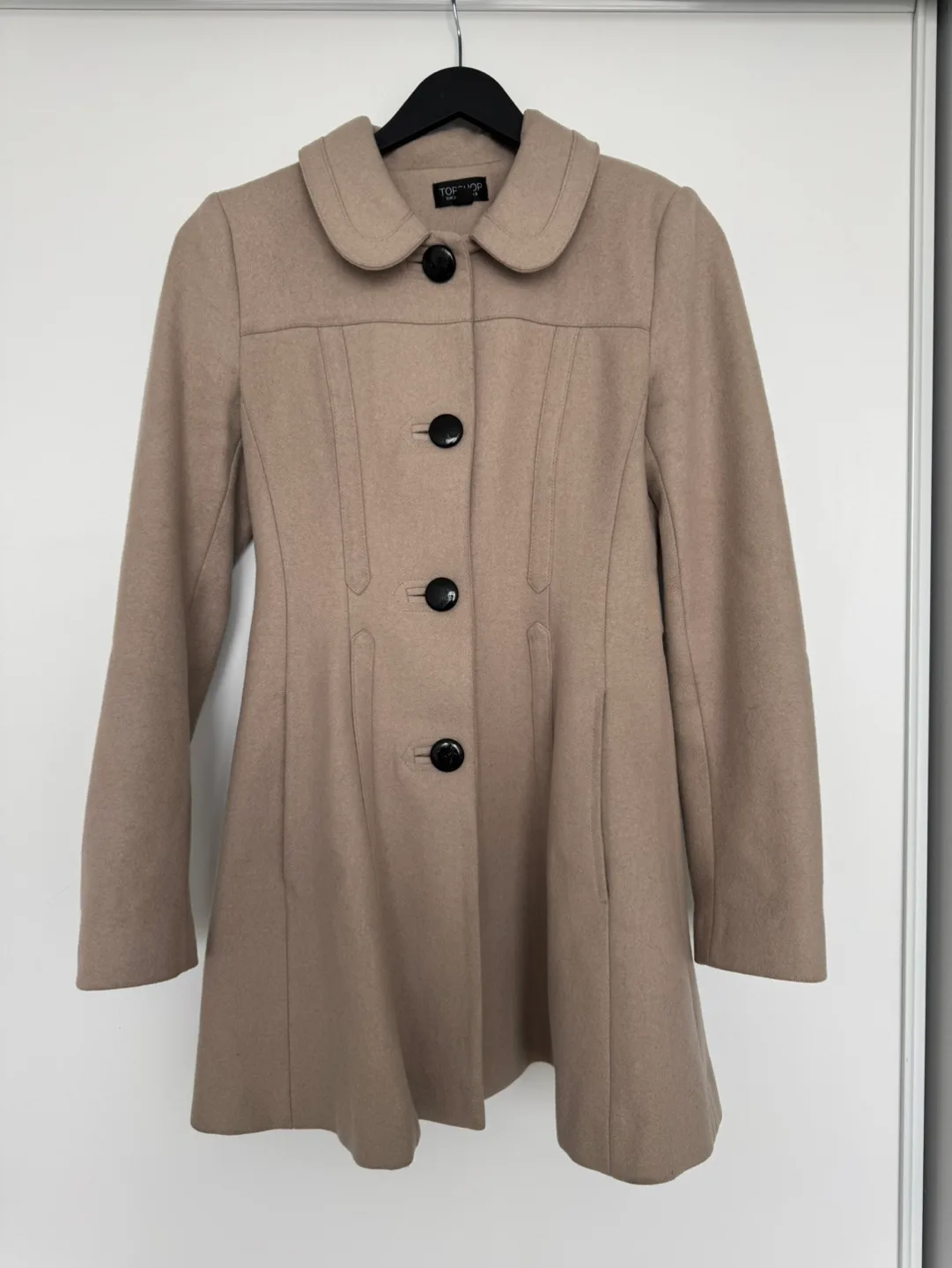 Topshop Beige A-line Peacoat image indicator(8)