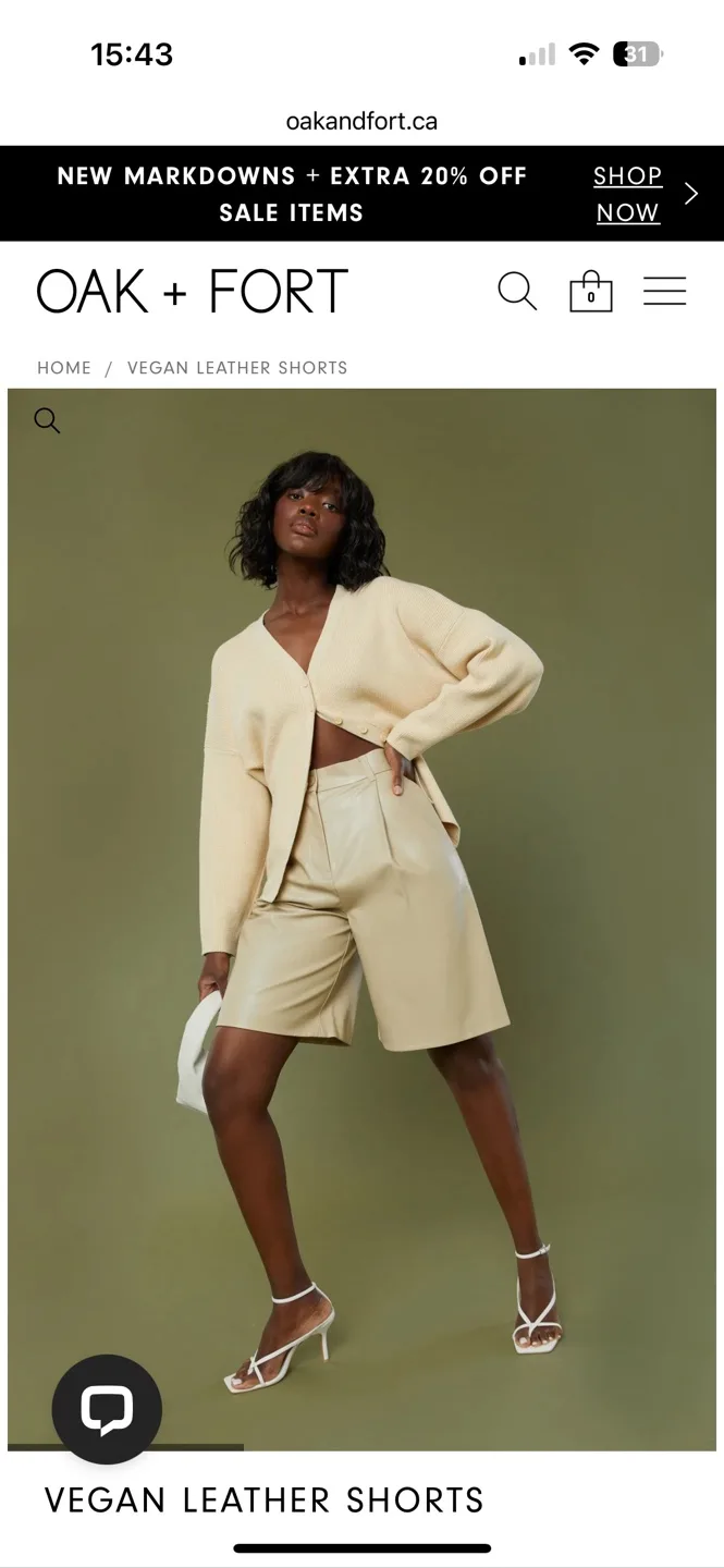 Oak + Fort Beige Leather Shorts image indicator(10)