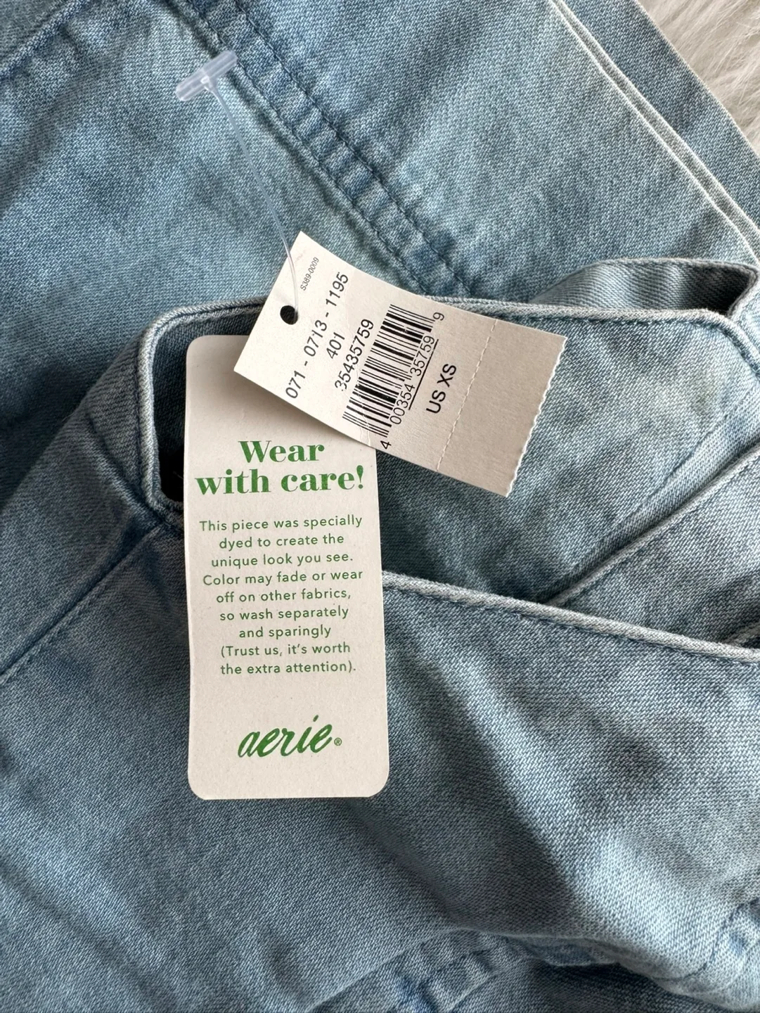 Aerie Light Wash Denim Jumpsuit Size XS image indicator(4)