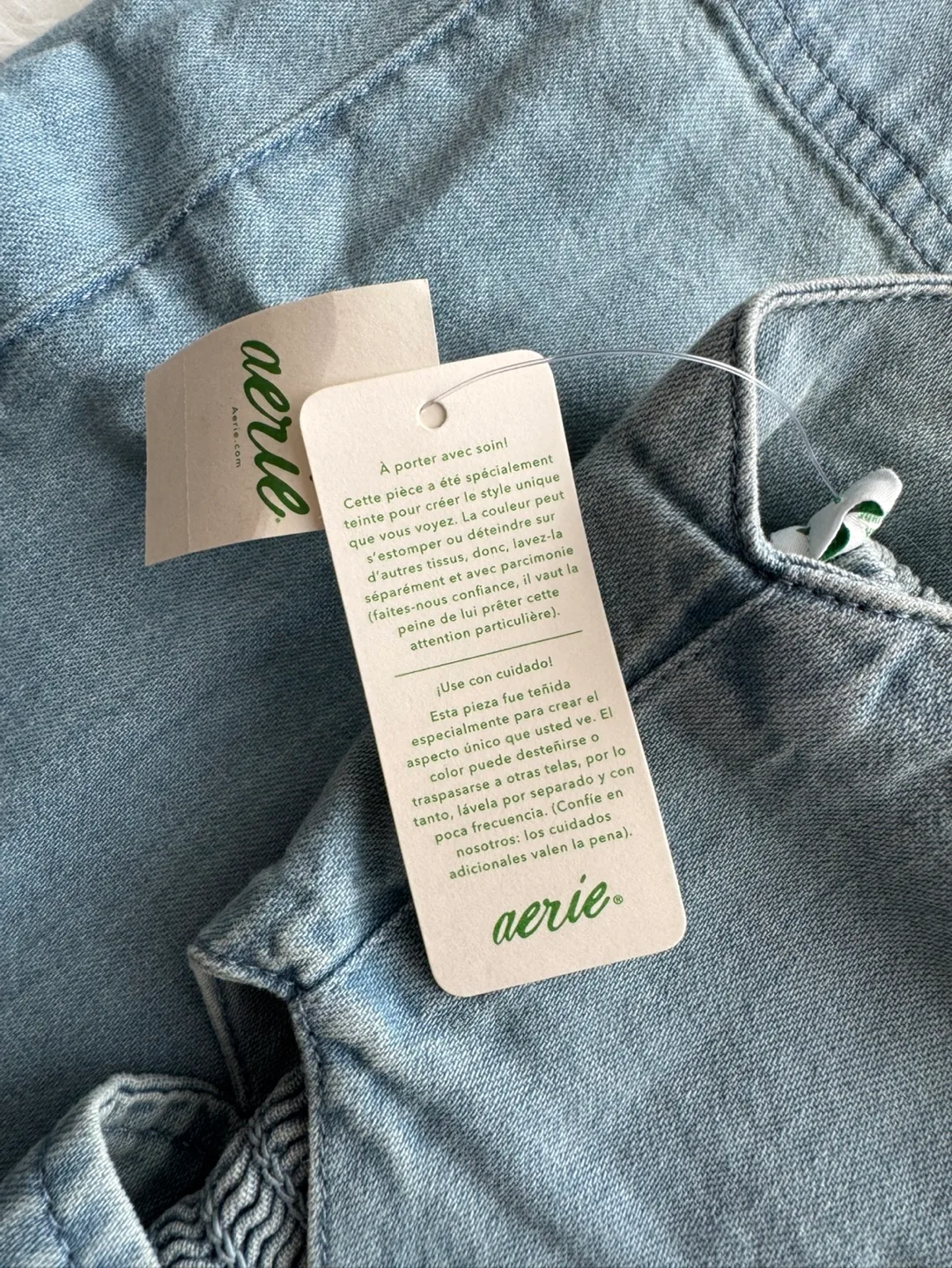 Aerie Light Wash Denim Jumpsuit Size XS image indicator(3)