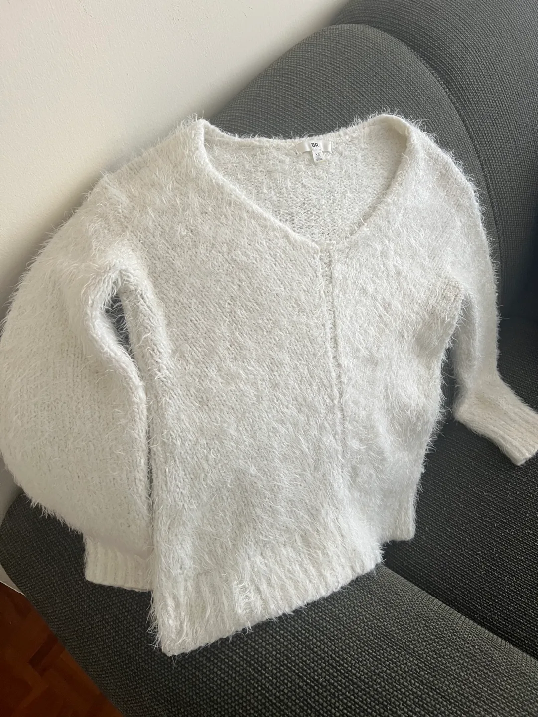White Fuzzy Knit Sweater thumbnail