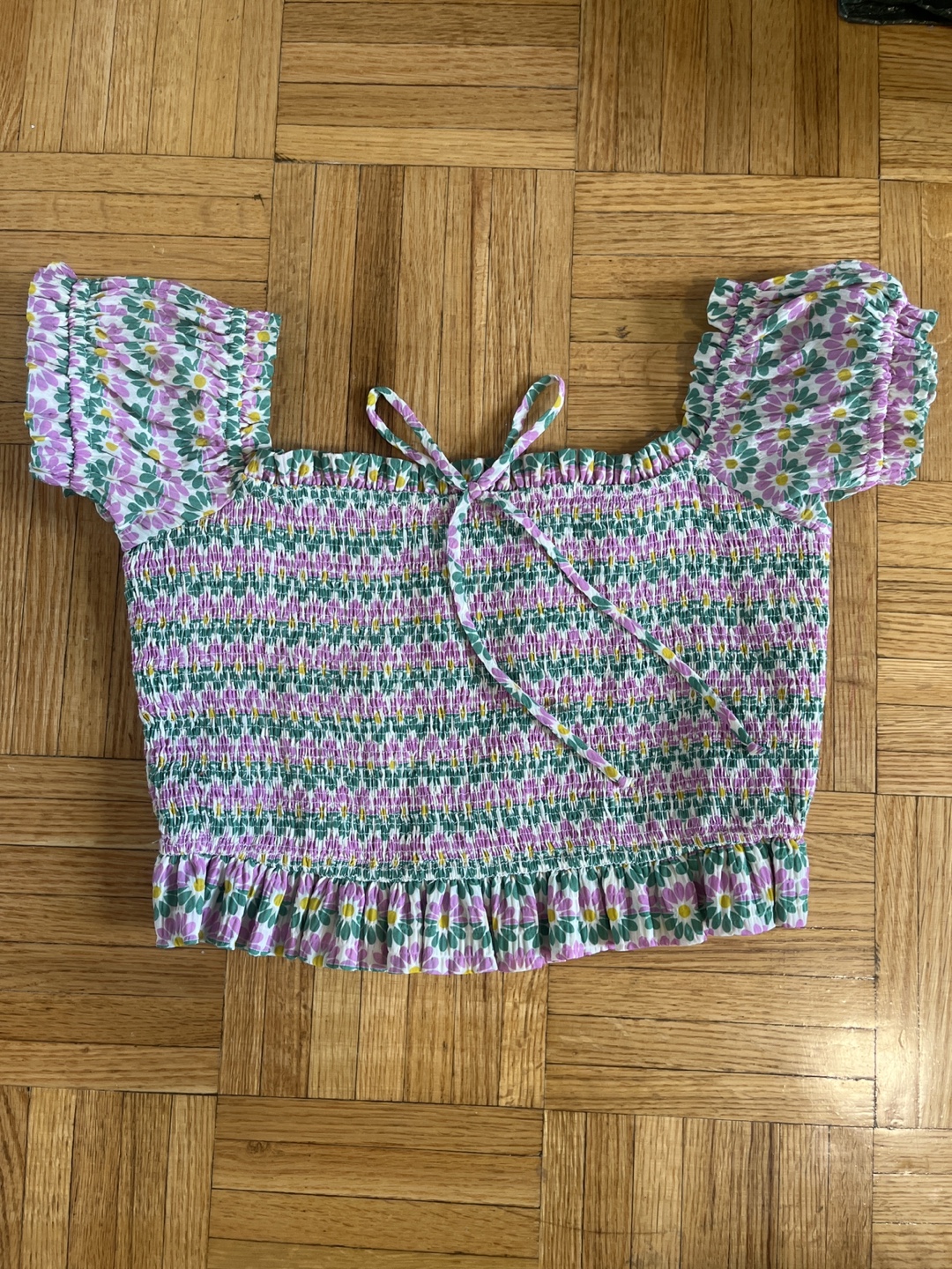 Zara Floral Smocked Crop Top