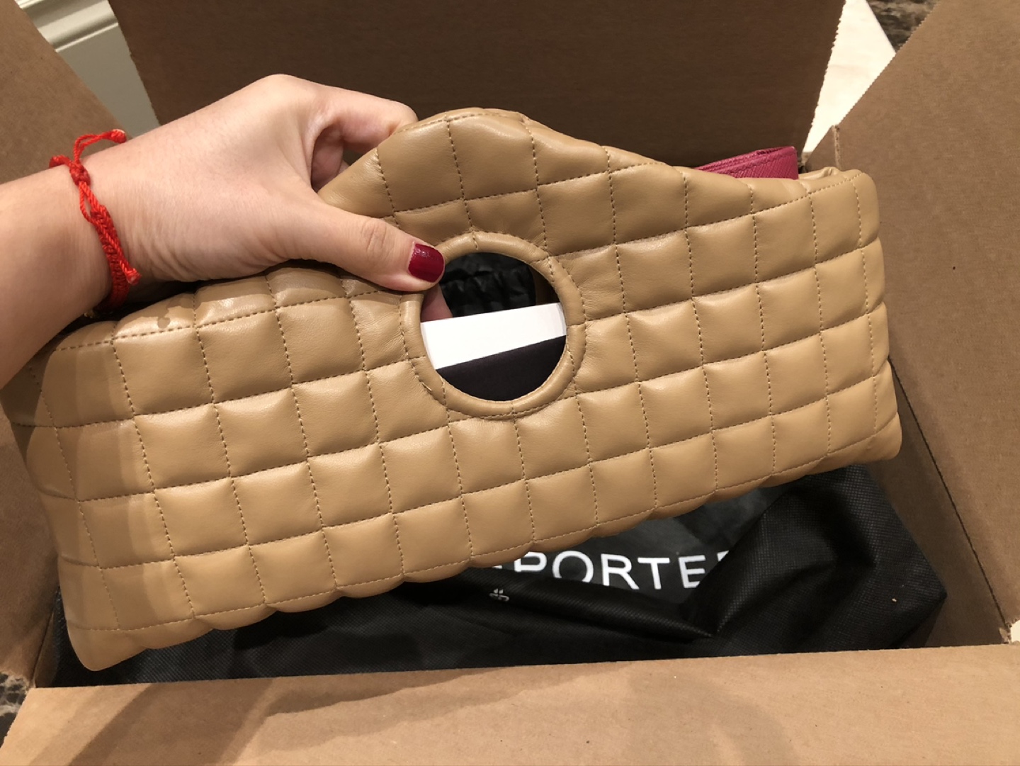 A.W.A.K.E.MODE Tan quilted leather clutch