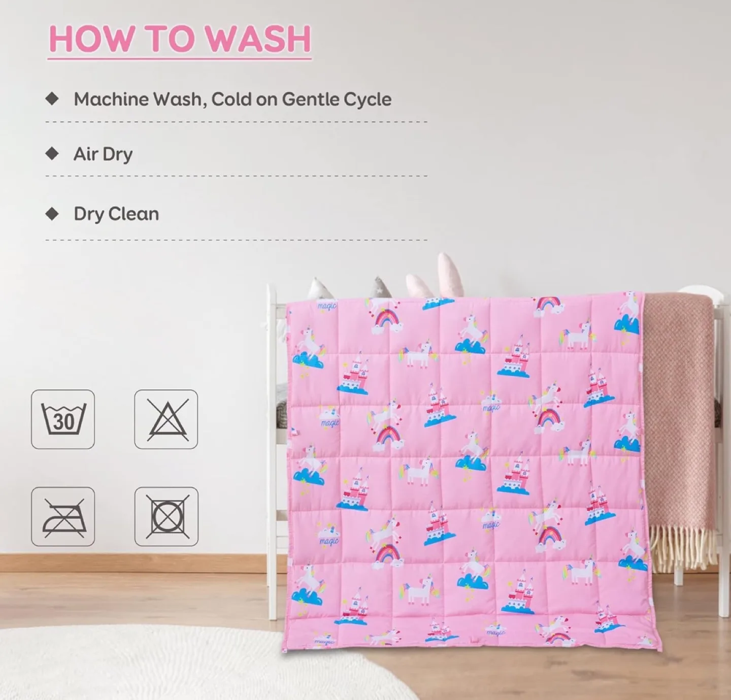 Pink Unicorn Weighted Blanket for Kids 3lbs image indicator(2)