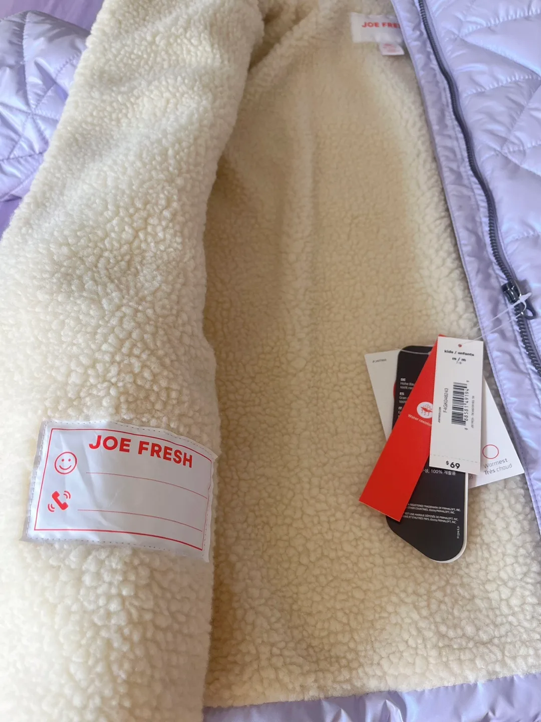 Joe Fresh Girls' Lavender Quilted Jacket image indicator(3)