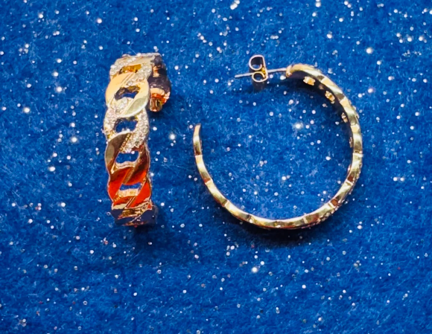 14K Gold Plated Hoop Earrings with CZ Accents image indicator(2)