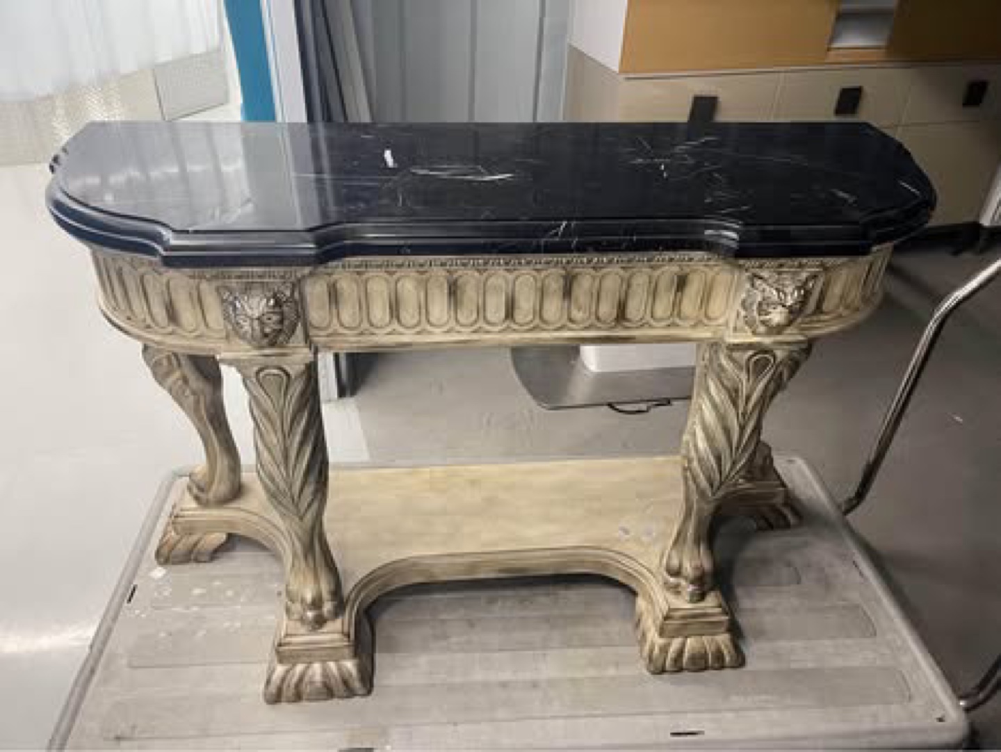 Vintage Marble Top Console Table