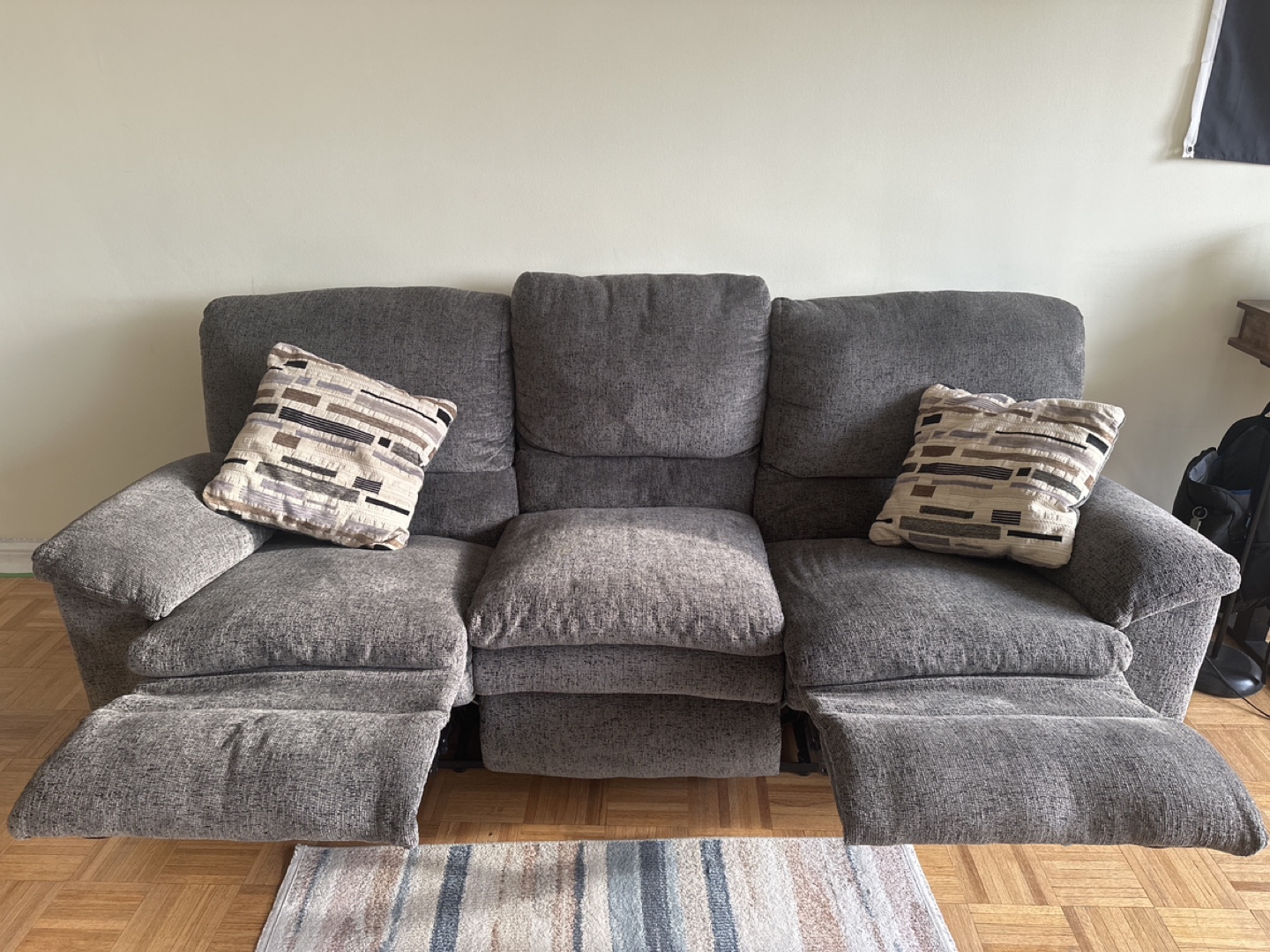 Reclining Sofa - Grey Fabric