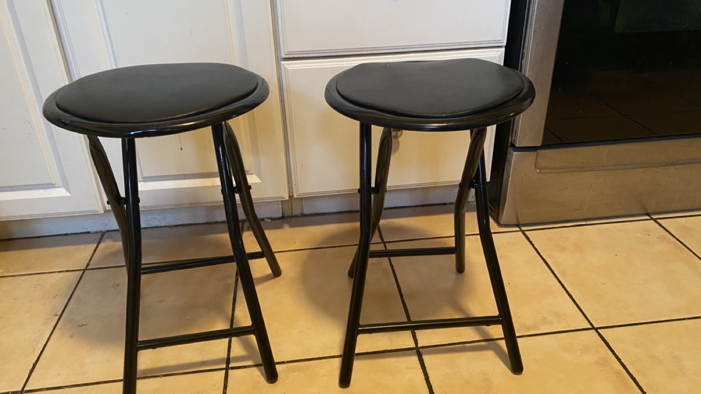 Pair of Black Folding Stools