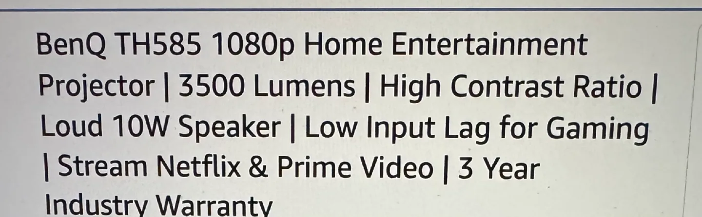 BenQ Home Theatre Projector (1080p) image indicator(3)