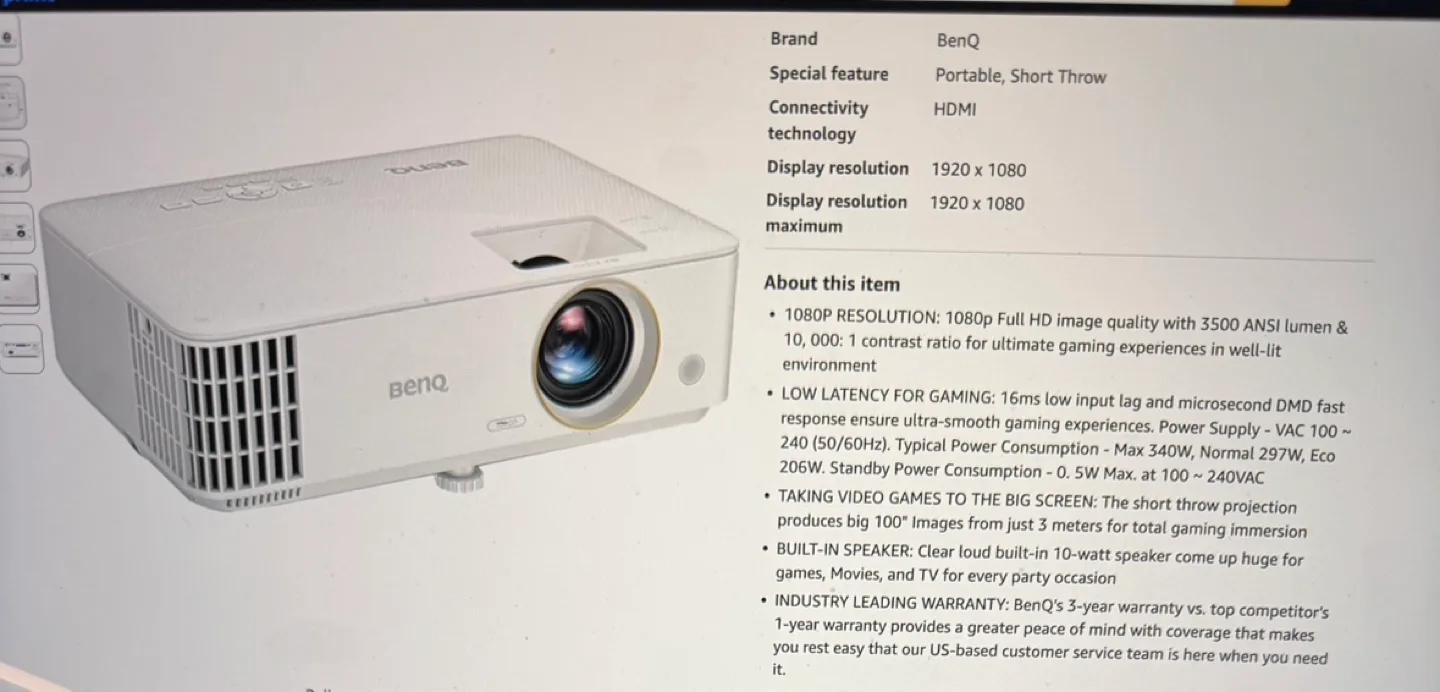BenQ Home Theatre Projector (1080p) image indicator(4)