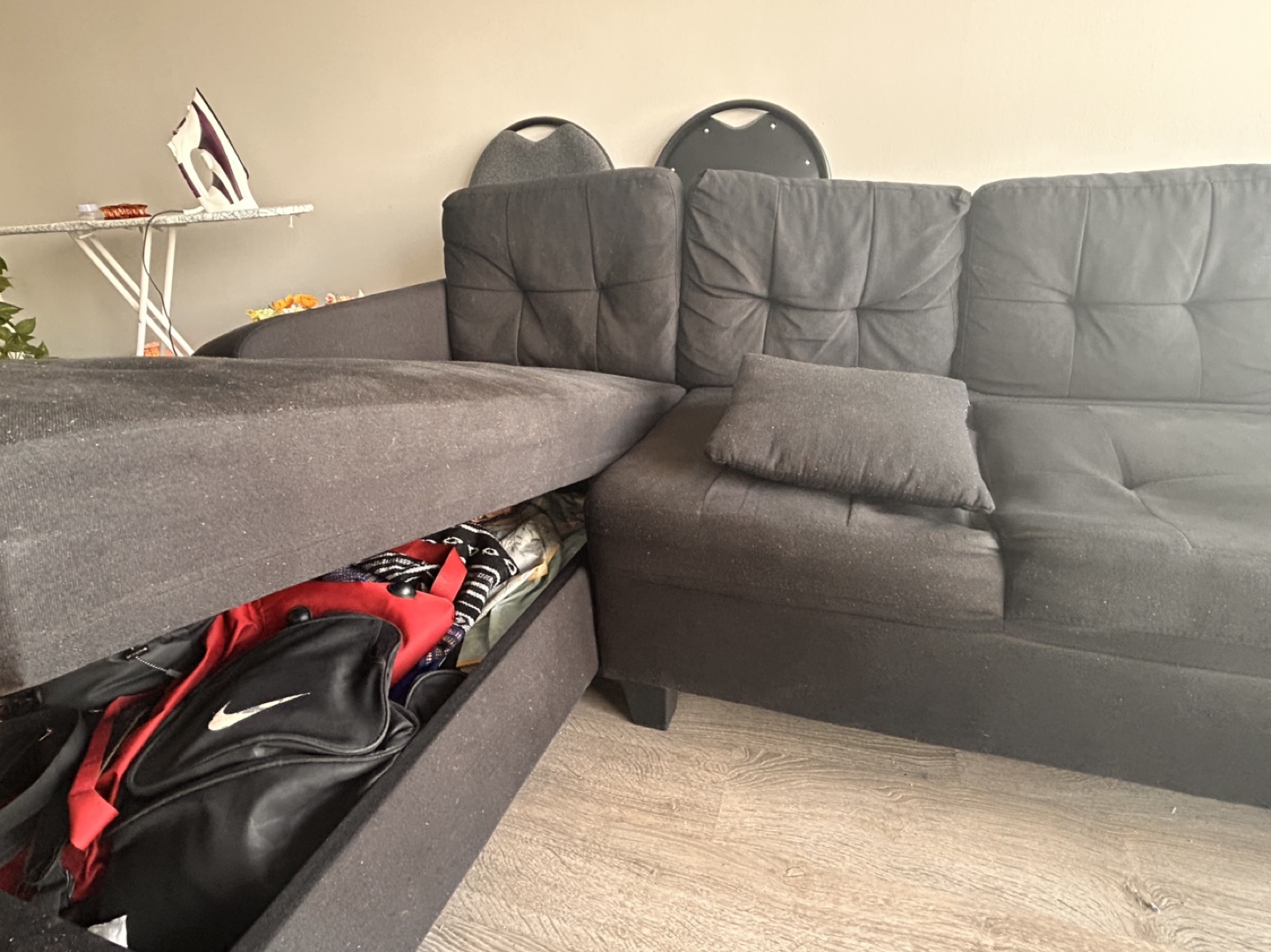 Black L-Shaped Sectional Sofa with Storage - photo 2