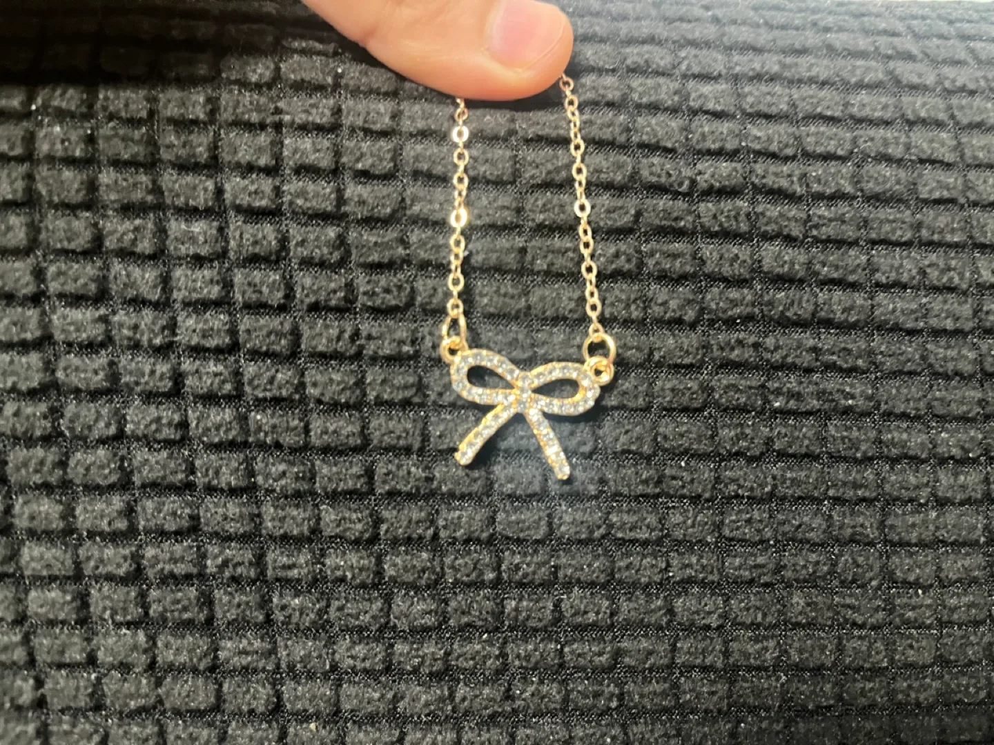 Bow Necklace with Clear Rhinestones image indicator(3)