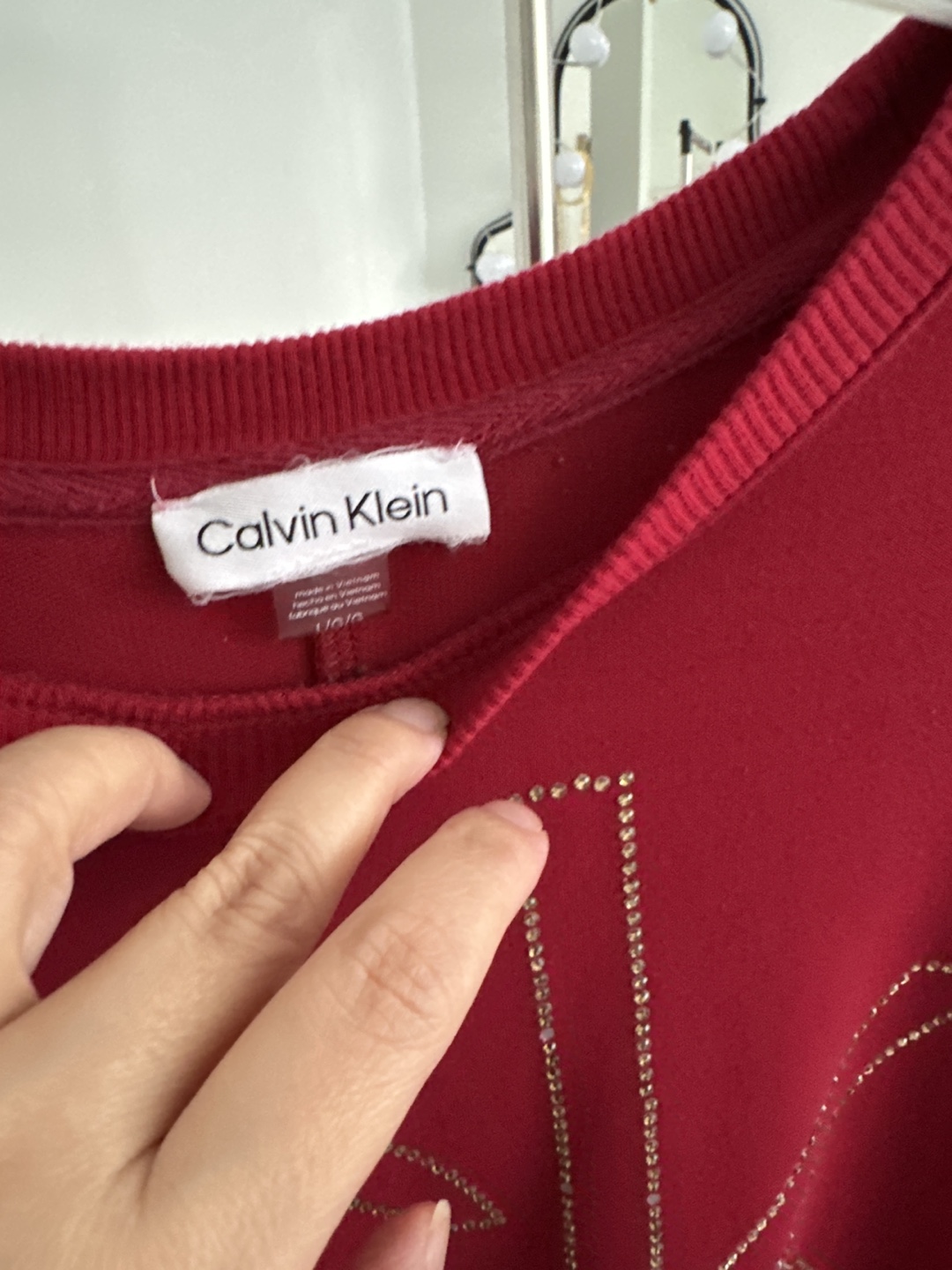 Calvin Klein Red Rhinestone Sweatshirt Dress - photo 2