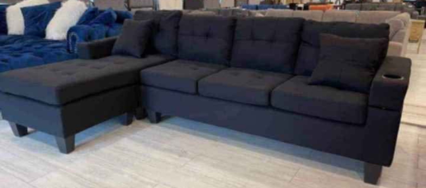 Sectional Sofa with Ottoman - Black delivery included