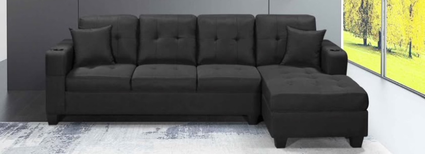 Sectional Sofa with Ottoman - Black delivery included - photo 2