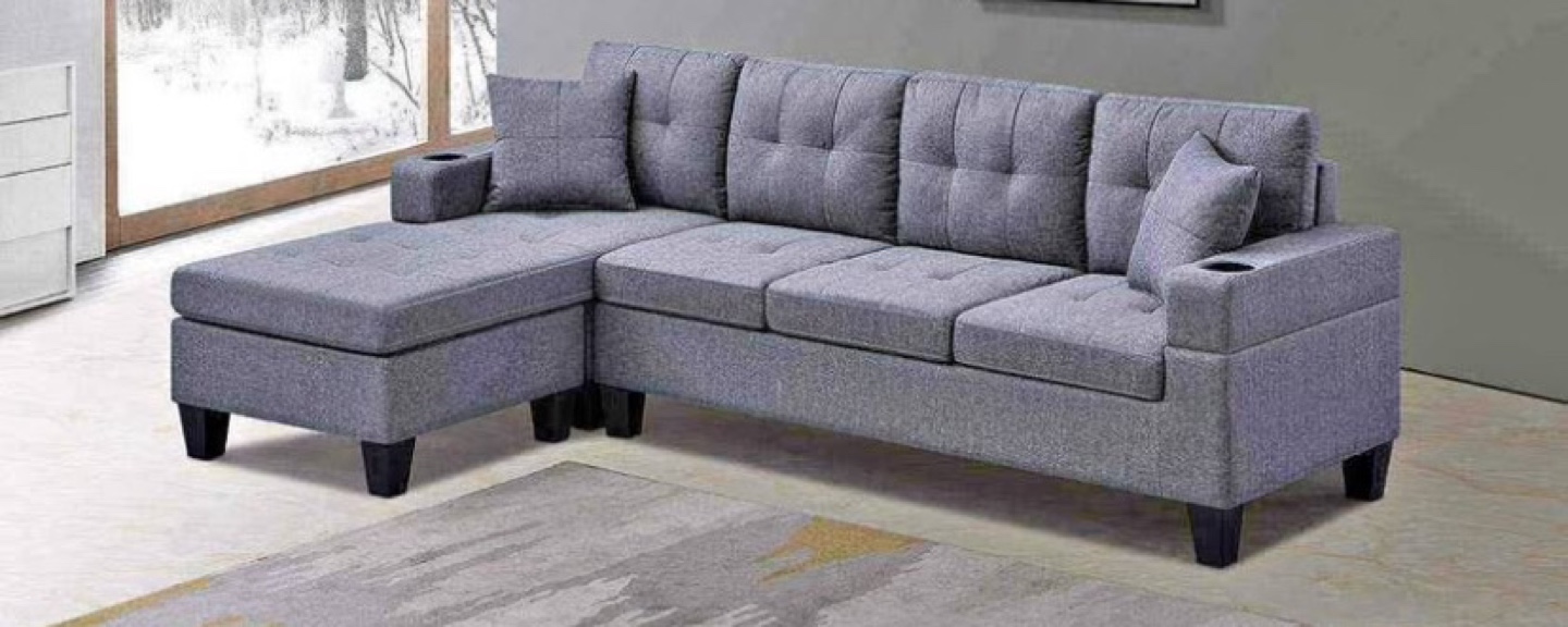 Sectional Sofa with Ottoman - Black delivery included - photo 4