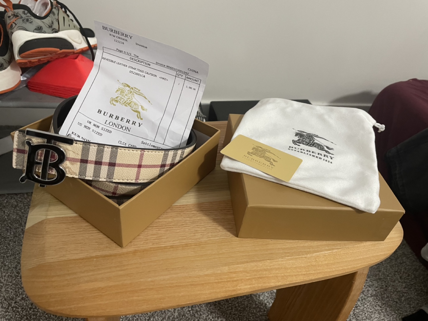 Burberry Reversible Leather Belt 115