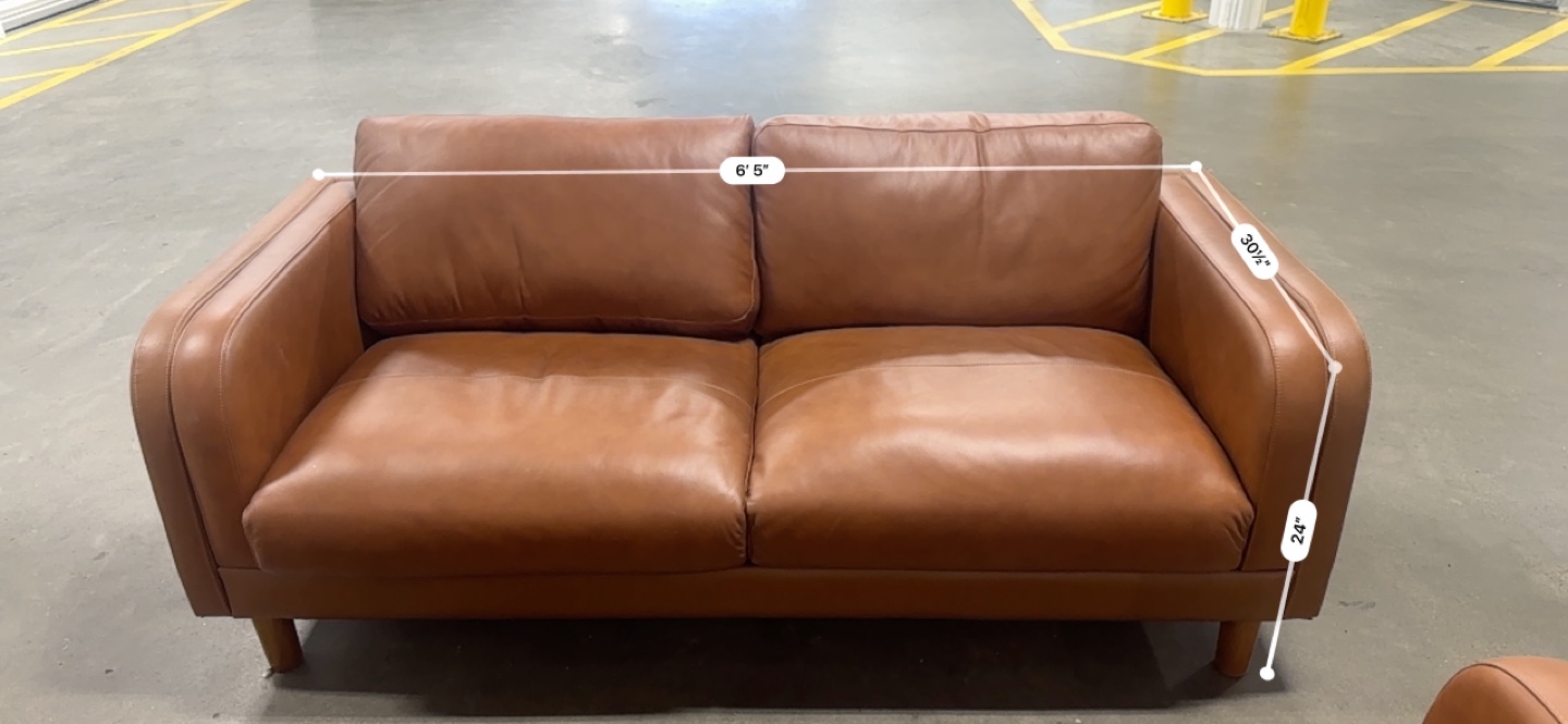 Free delivery Brown Leather Loveseat - photo 2