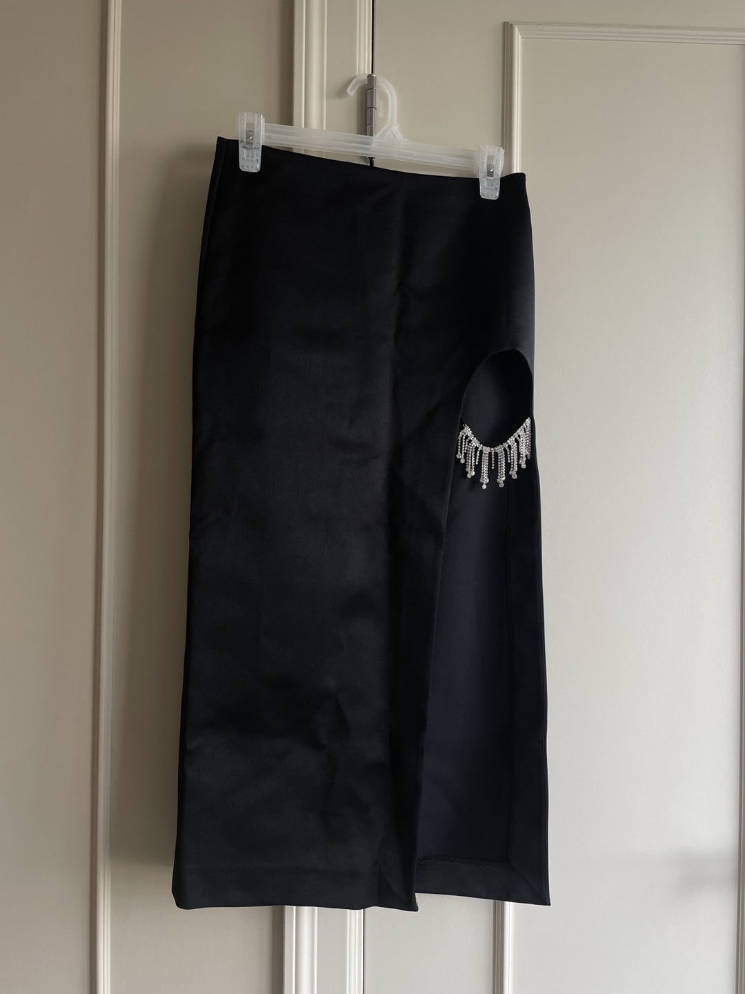 Zara Black Midi Skirt with Rhinestone Detail