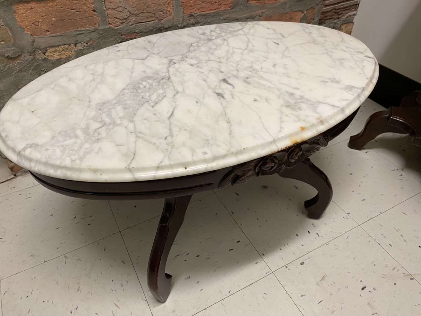 Antique Oval Marble Top Coffee Table - photo 2