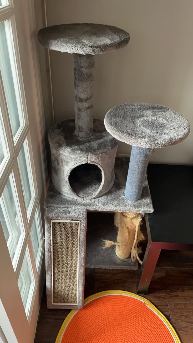 Two Cat Trees - Grey and Pink