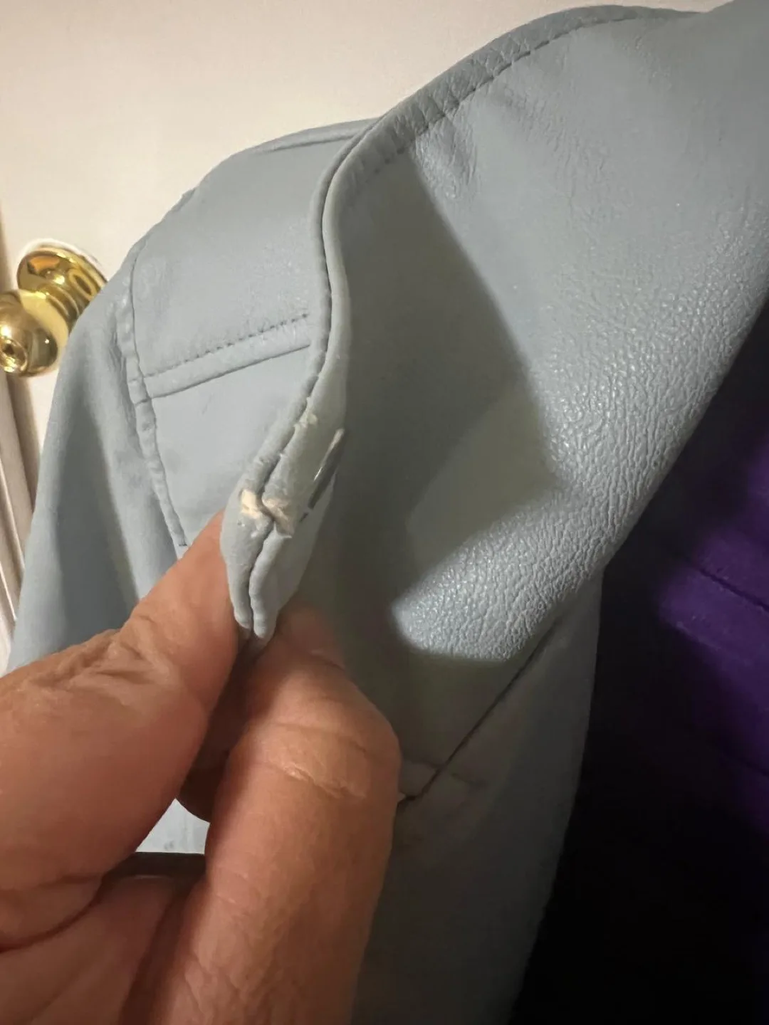 Women's Light Blue Faux Leather Jacket image indicator(2)