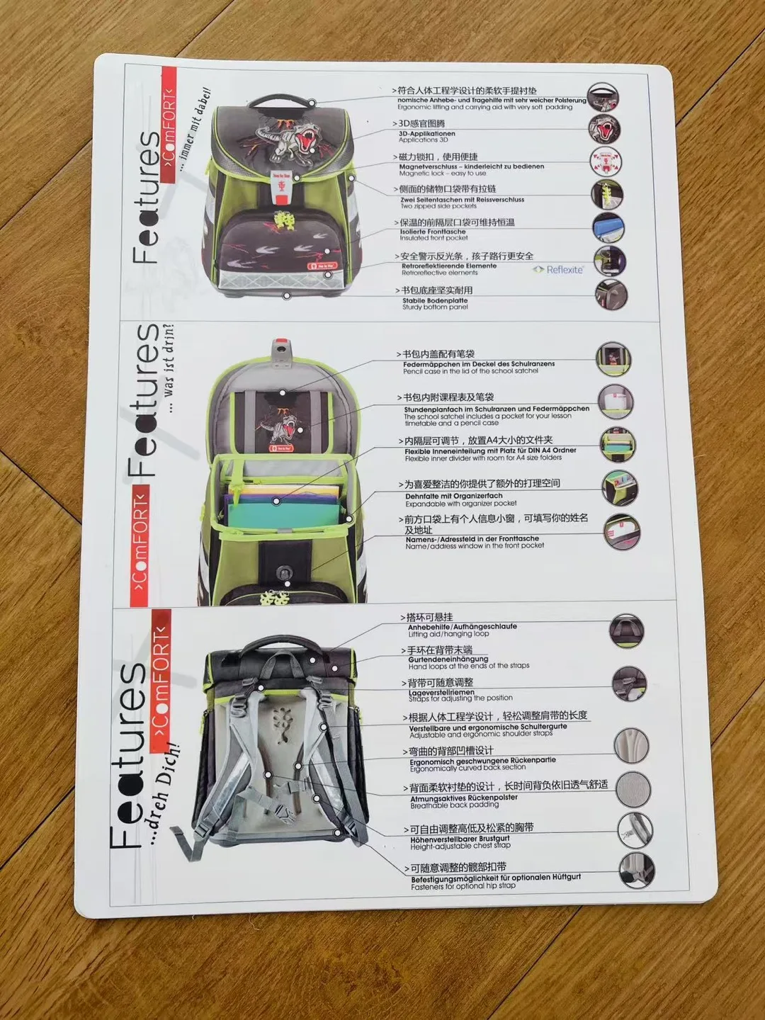 BNWT Ergonomic Backpack + School Supplies image indicator(3)