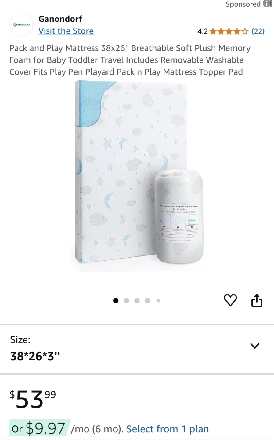 38x26 x 3 inch baby crib mattress- Brand New in Box image indicator(9)