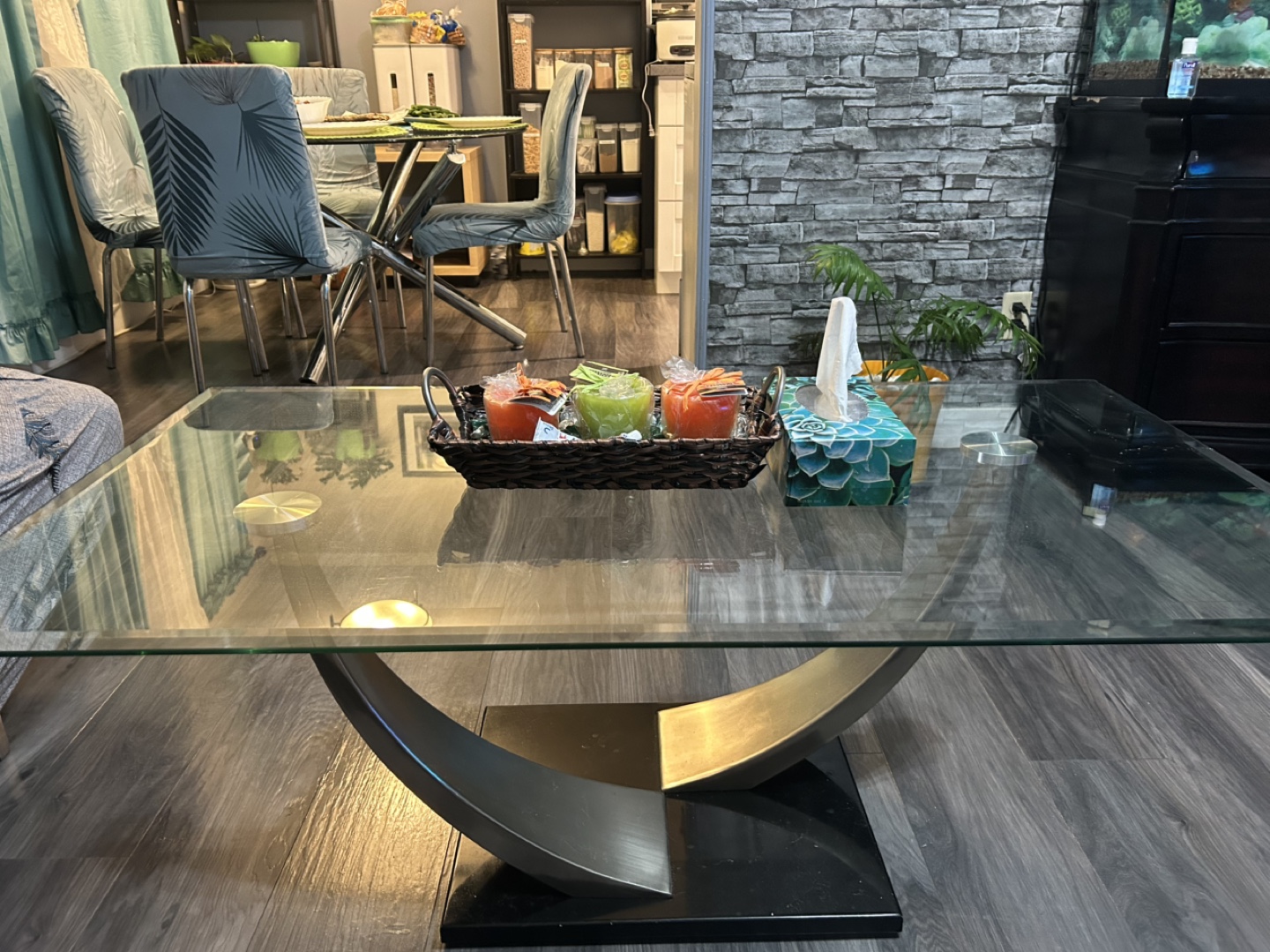 Glass Coffee Table with Unique Base