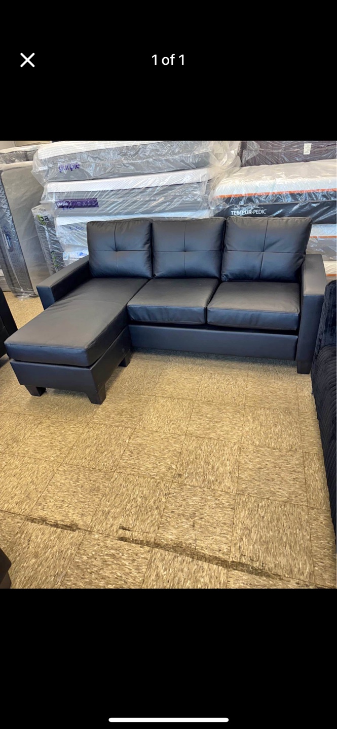 Black Leather Sectional Sofa