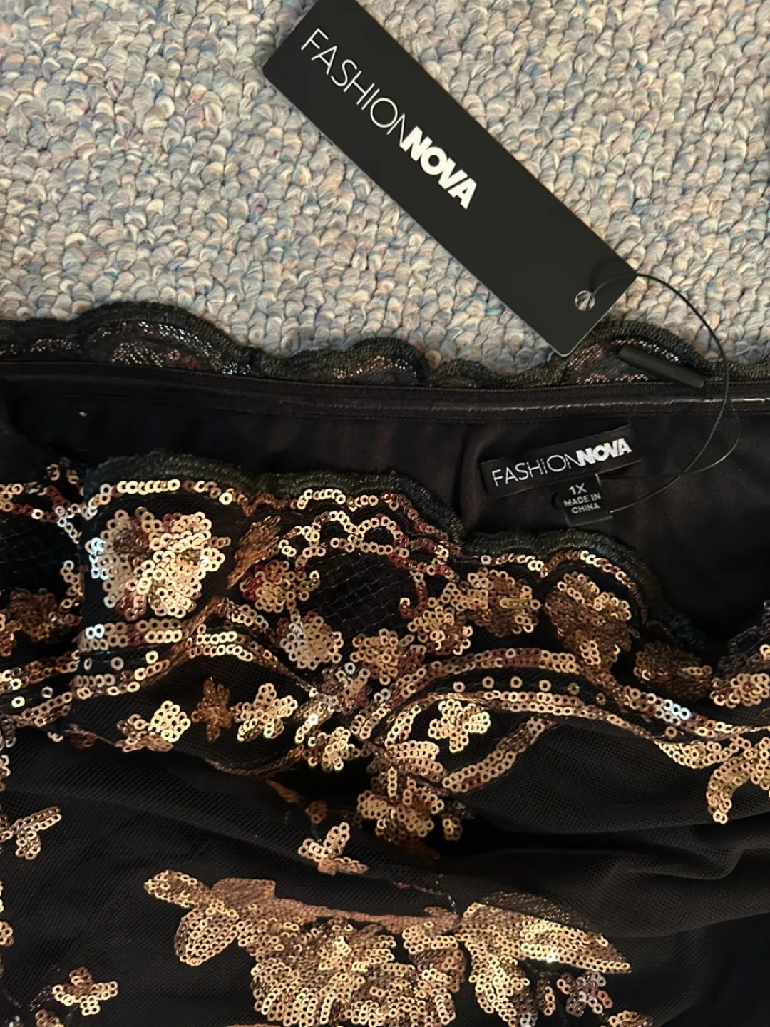 Gorgeous Black and Rose Gold Sequin Maxi Dress image indicator(6)