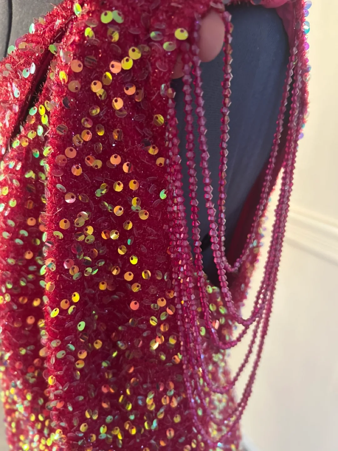 Stunning Hot Pink Sequin One-Shoulder Gown image indicator(5)