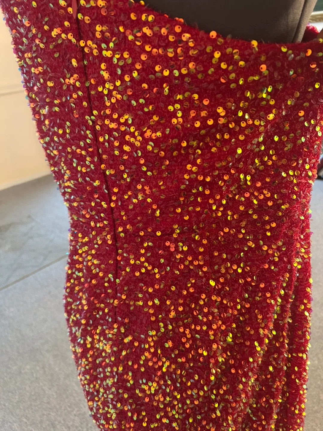 Stunning Hot Pink Sequin One-Shoulder Gown image indicator(4)