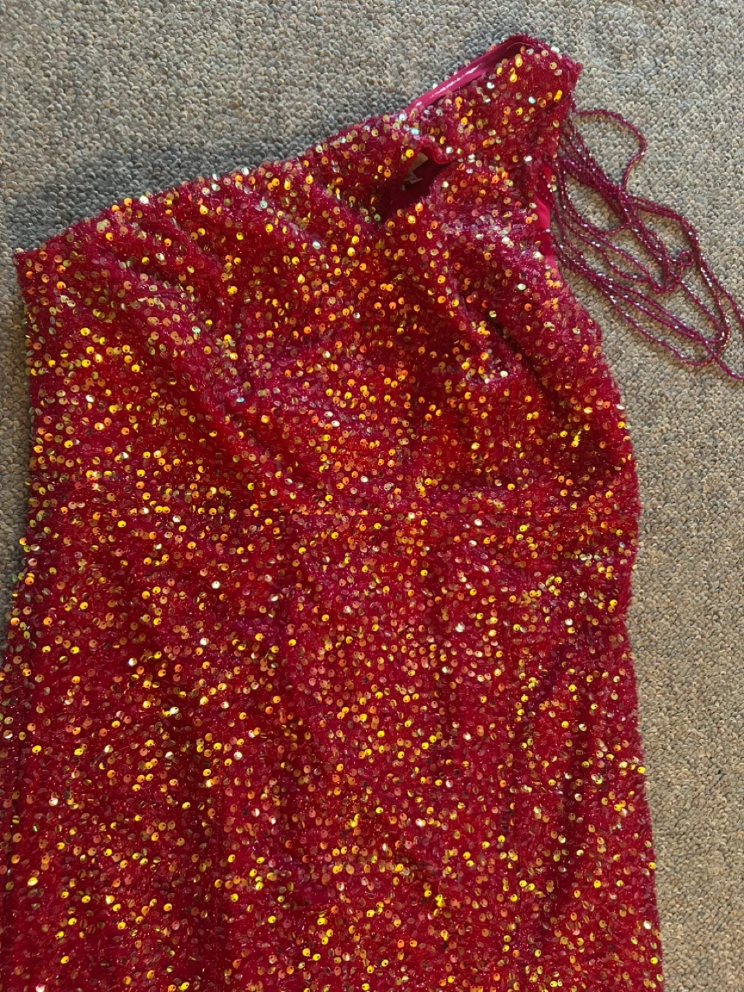 Stunning Hot Pink Sequin One-Shoulder Gown image indicator(7)