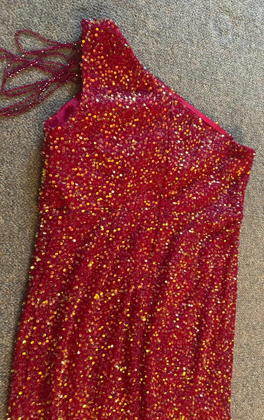 Stunning Hot Pink Sequin One-Shoulder Gown image indicator(10)