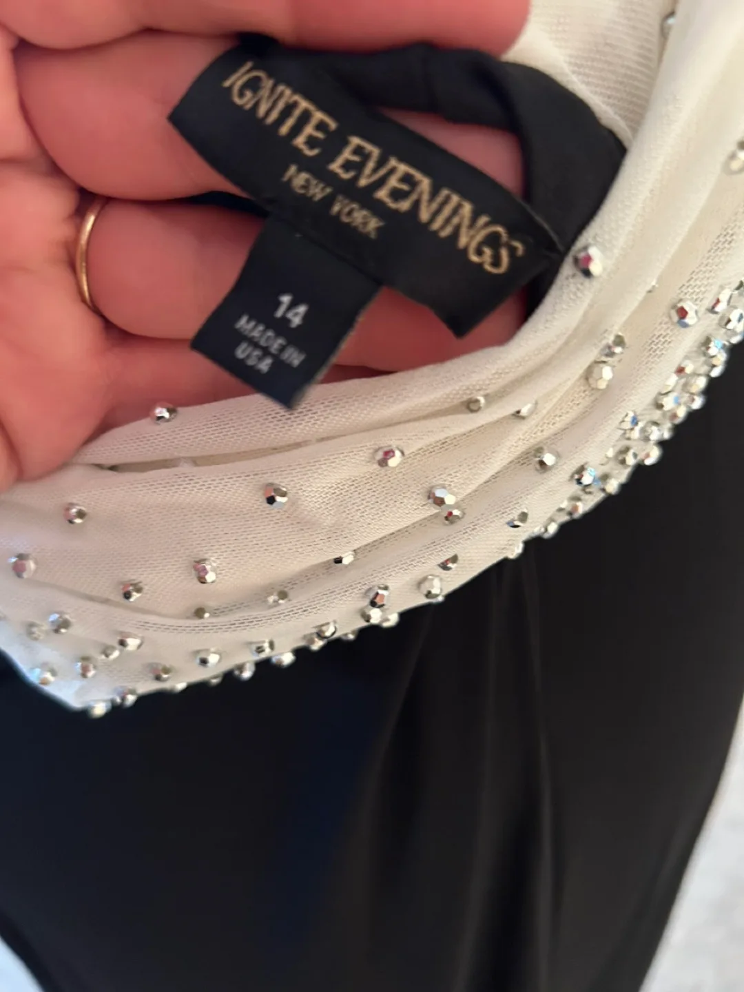 Ignite Evening's Black & White Beaded Gown, Size 14 image indicator(3)