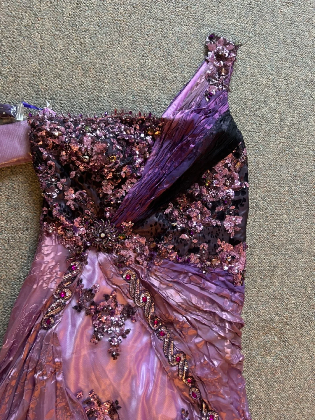 Gorgeous Purple Sequin One-Shoulder Evening Gown image indicator(5)