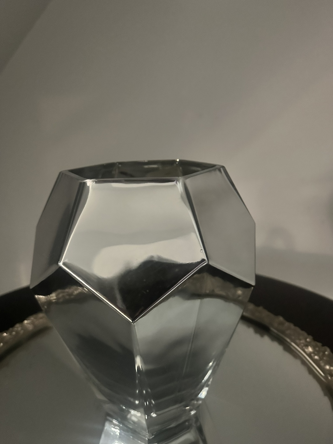 Geometric Silver Glass Vase