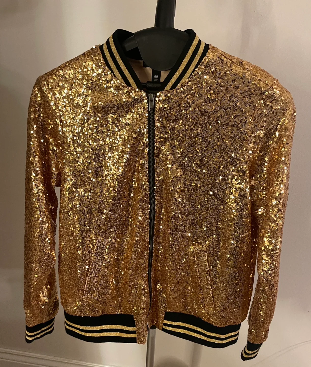 Torrid Gold Sequin Bomber Jacket with Pockets M/L image indicator(2)