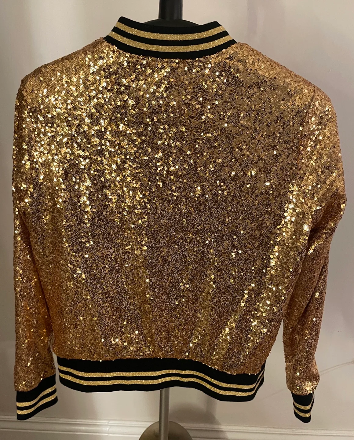 Torrid Gold Sequin Bomber Jacket with Pockets M/L image indicator(3)