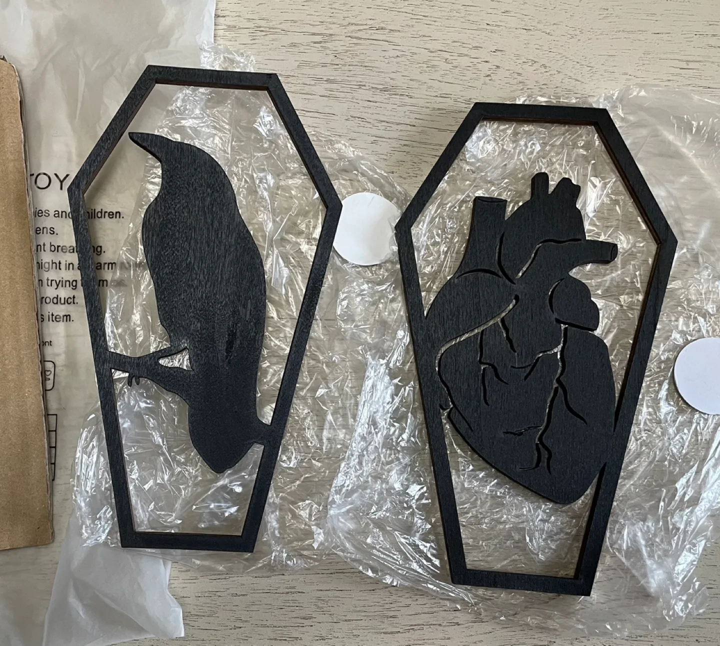 Gothic Home Decor: Raven and Heart Coffin Wall Art thumbnail