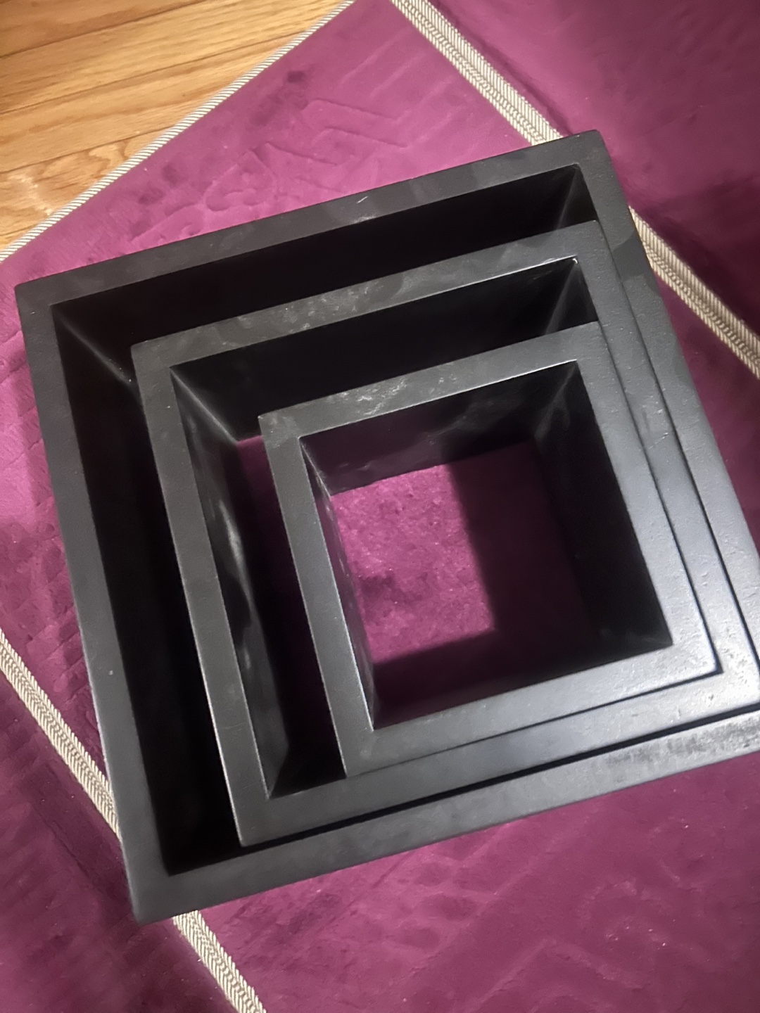Set of 3 Black Square Wall Shelves - photo 4