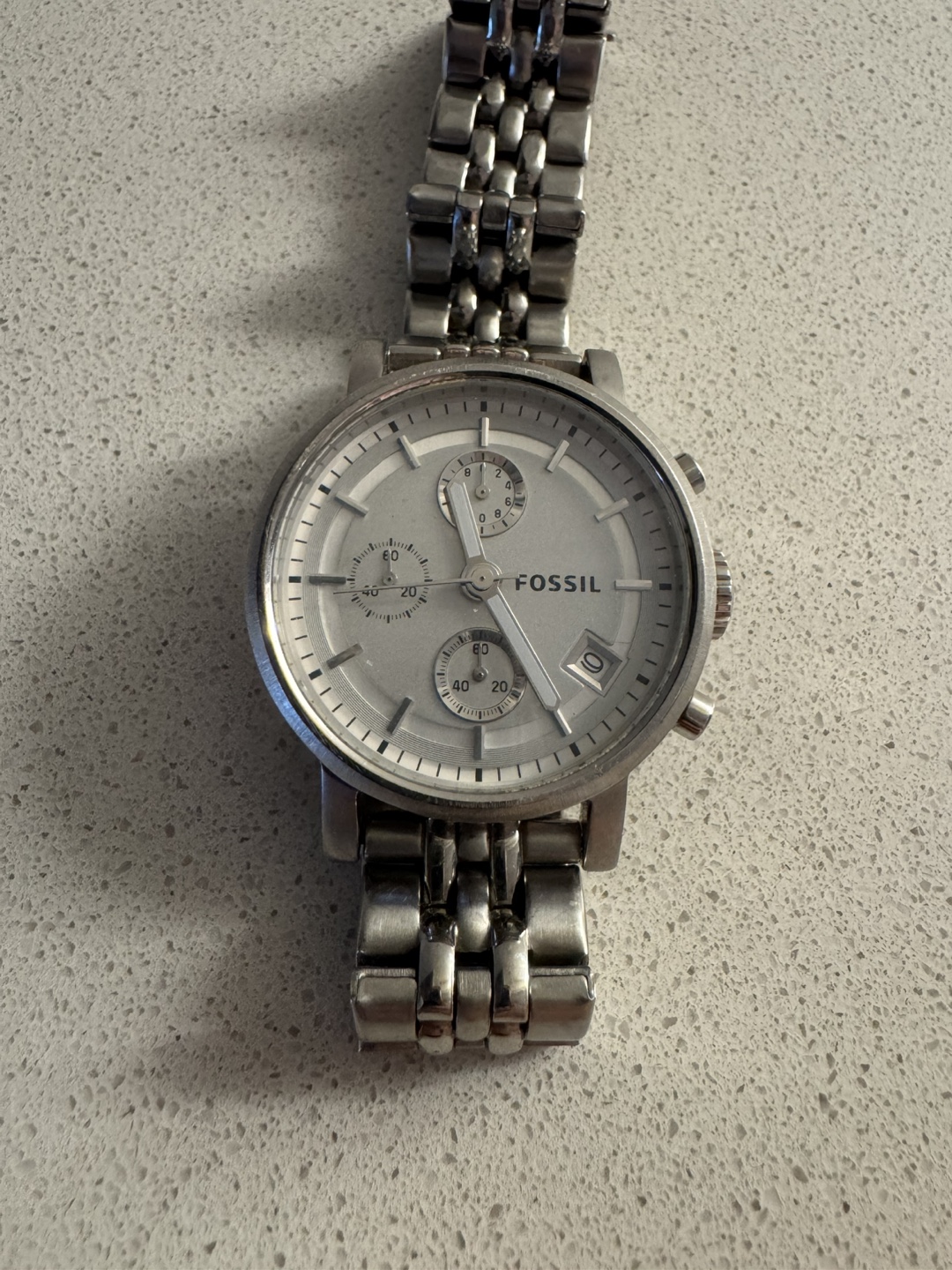 Fossil Boyfriend Chronograph Silver Steel Strap Watch - photo 2