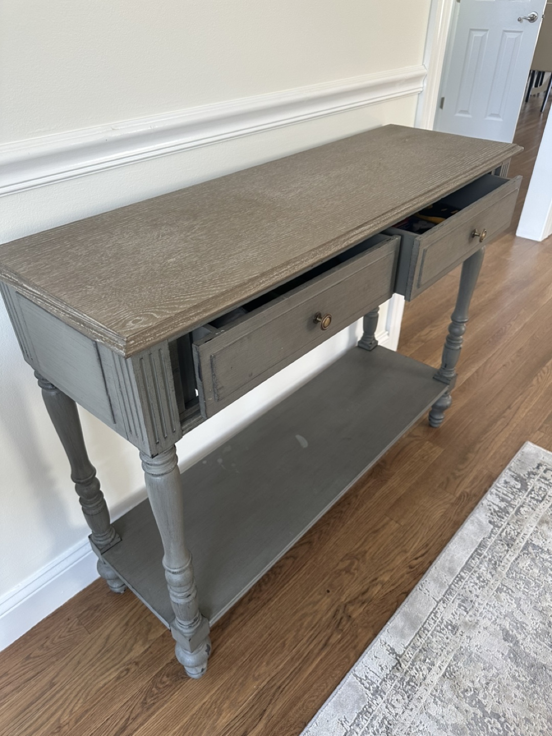 Gray Console Table with Two Drawers - photo 3