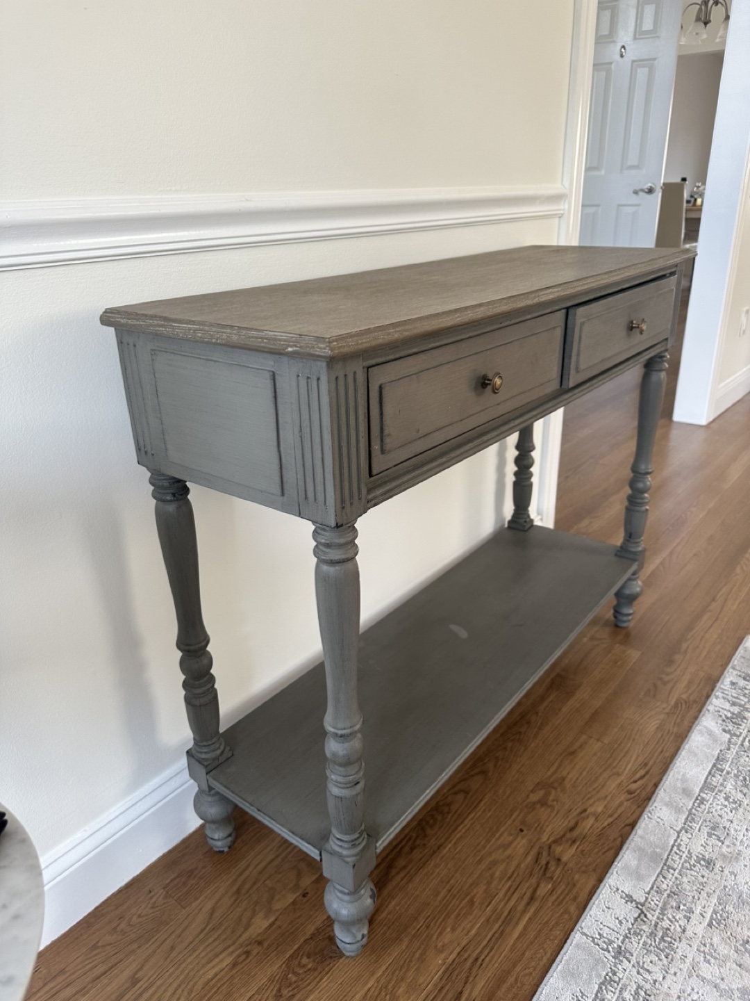 Gray Console Table with Two Drawers - photo 2