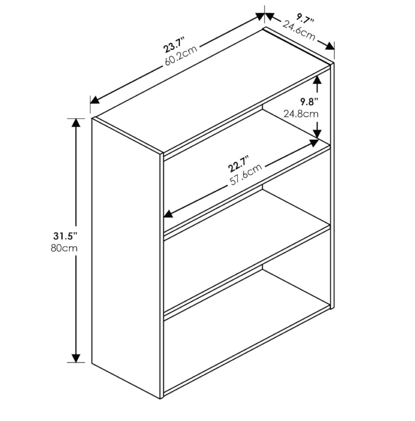 3-Shelf Dark Brown Bookshelf - photo 2