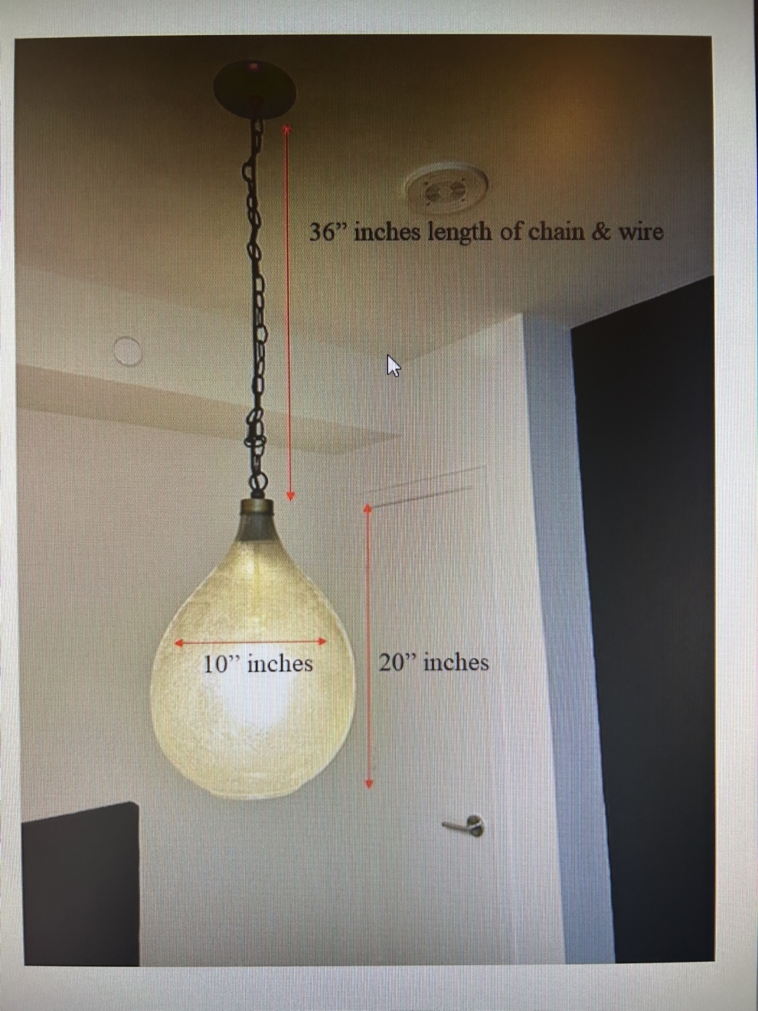 Large Textured Glass Pendant Light